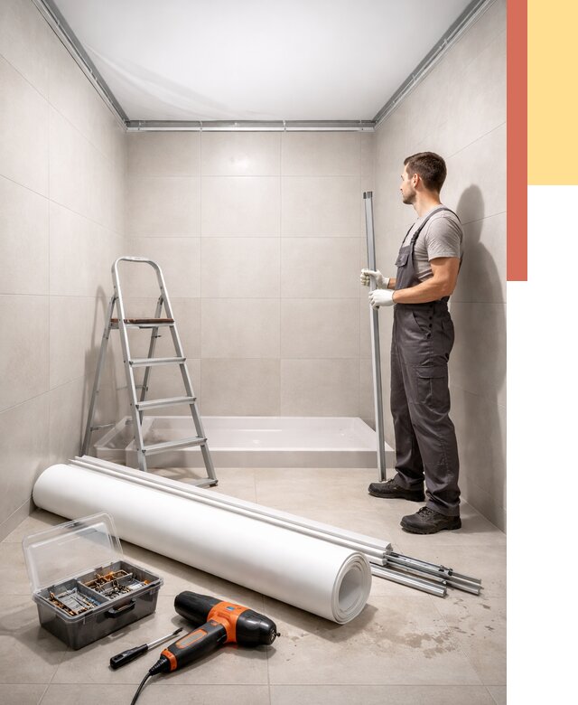 Монтаж натяжного потолка в санузле в Кумертау от 1889 руб. — ОТДЕЛОЧНИК-Кра