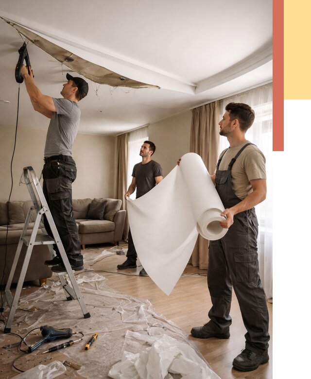 Замена полотна натяжного потолка в Кумертау от 9699 руб. быстро и недорого | ОТДЕЛОЧНИК-Кра