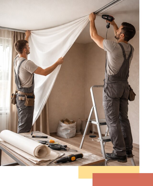 Замена полотна натяжного потолка в Кумертау быстро и качественно