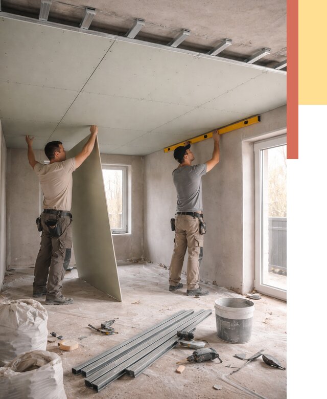 Одноуровневый потолок из гипсокартона в Кумертау от 766 руб. — монтаж под ключ | ОТДЕЛОЧНИК-Кра