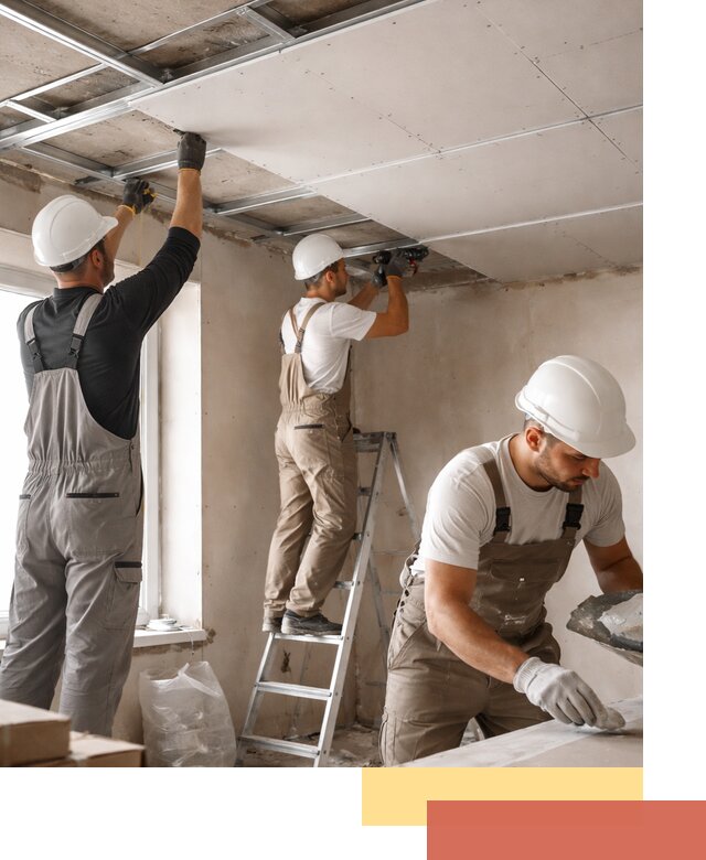 Одноуровневый потолок из гипсокартона в Кумертау — монтаж и отделка