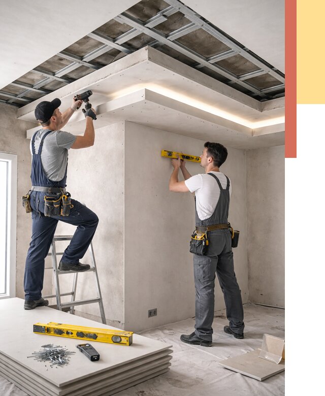 Двухуровневый потолок из гипсокартона в Кумертау от 1480 руб. под ключ | ОТДЕЛОЧНИК-Кра