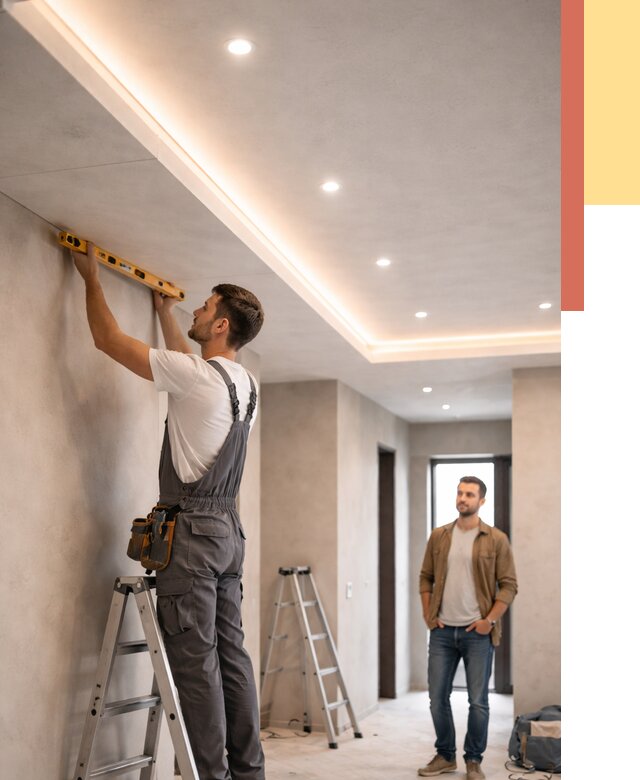 Потолок из гипсокартона с подсветкой в Кумертау от 766 руб./м2 под ключ | ОТДЕЛОЧНИК-Кра