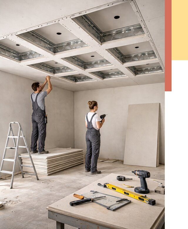 Кессонный потолок из гипсокартона в Кумертау от 1889 руб. — монтаж и под ключ | ОТДЕЛОЧНИК-Кра