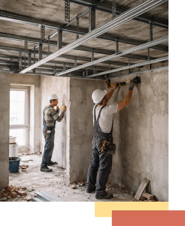 Монтаж каркаса потолка из профильного профиля в Кумертау