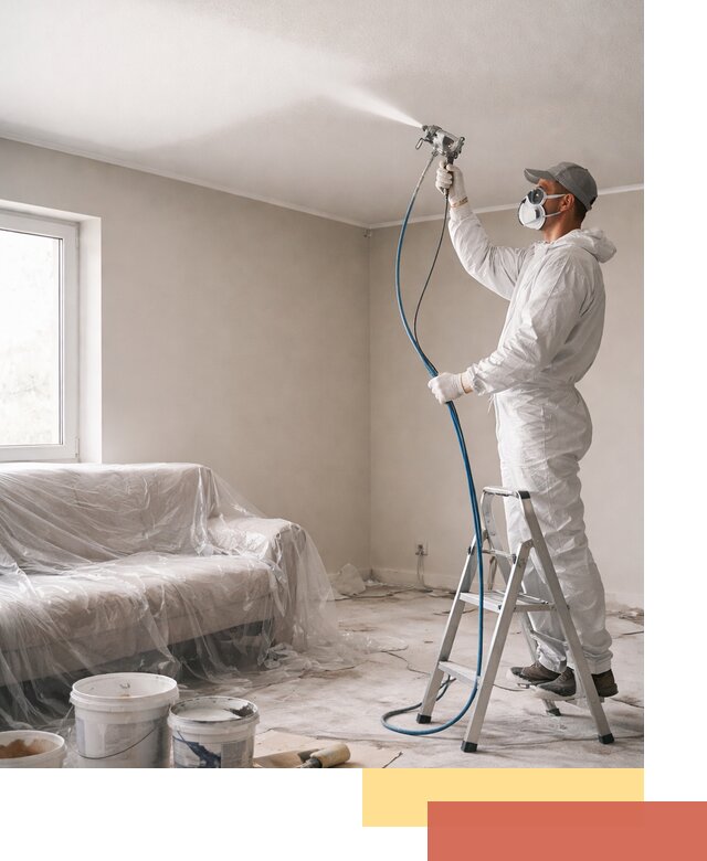 Покраска потолка краскопультом в Кумертау быстро и качественно